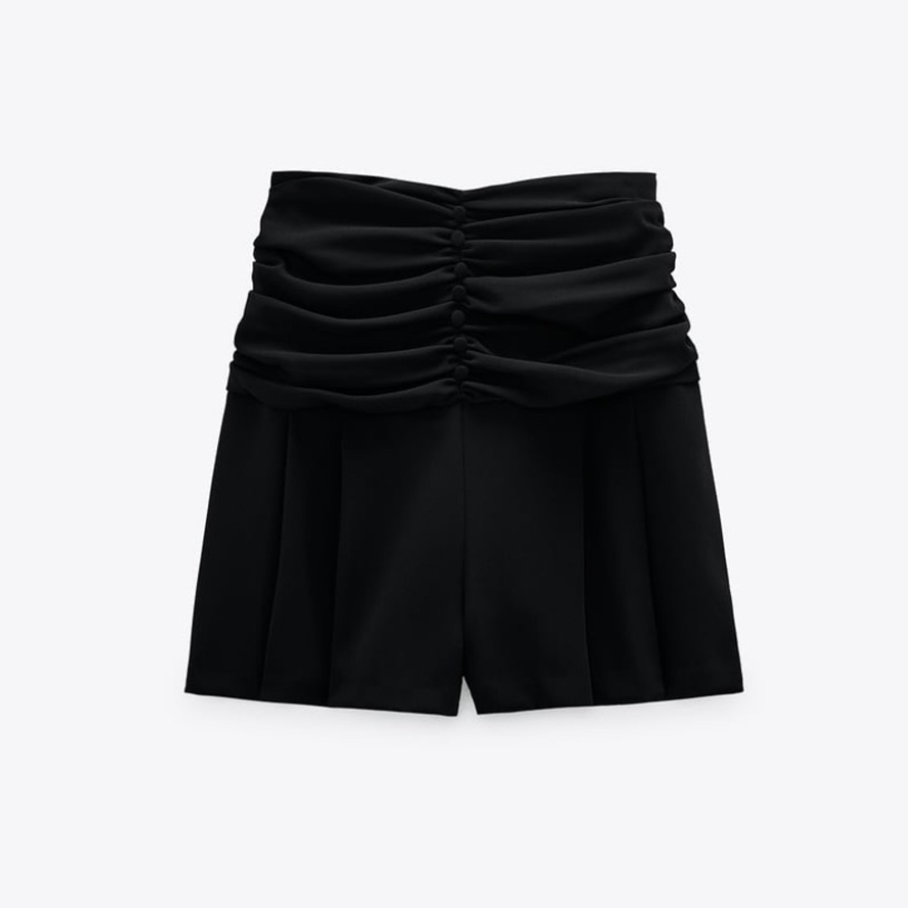 Zara Black Gathered Shorts